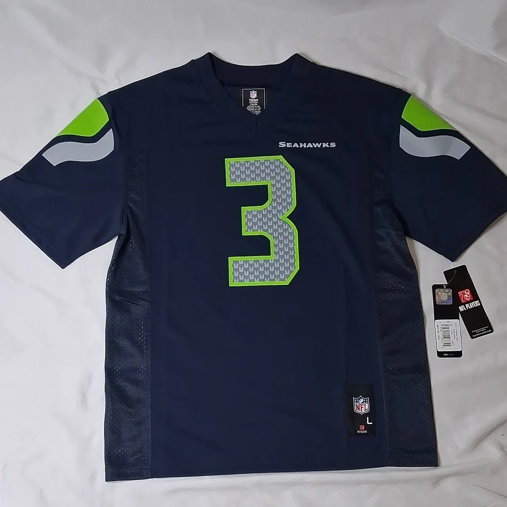 Seattle Seahawks Russell Wilson #3 Navy Short Sleeve Jersey
